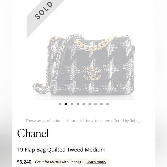 ❌SOLD❌✨Chanel 19 Quilted Houndstooth Tweed Medium Flap Bag. COA included. - Picture 12 of 12